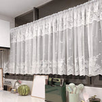 rideau fenêtre blanc dentelle florale motifs pointillés vintage décoratif cuisine chambre