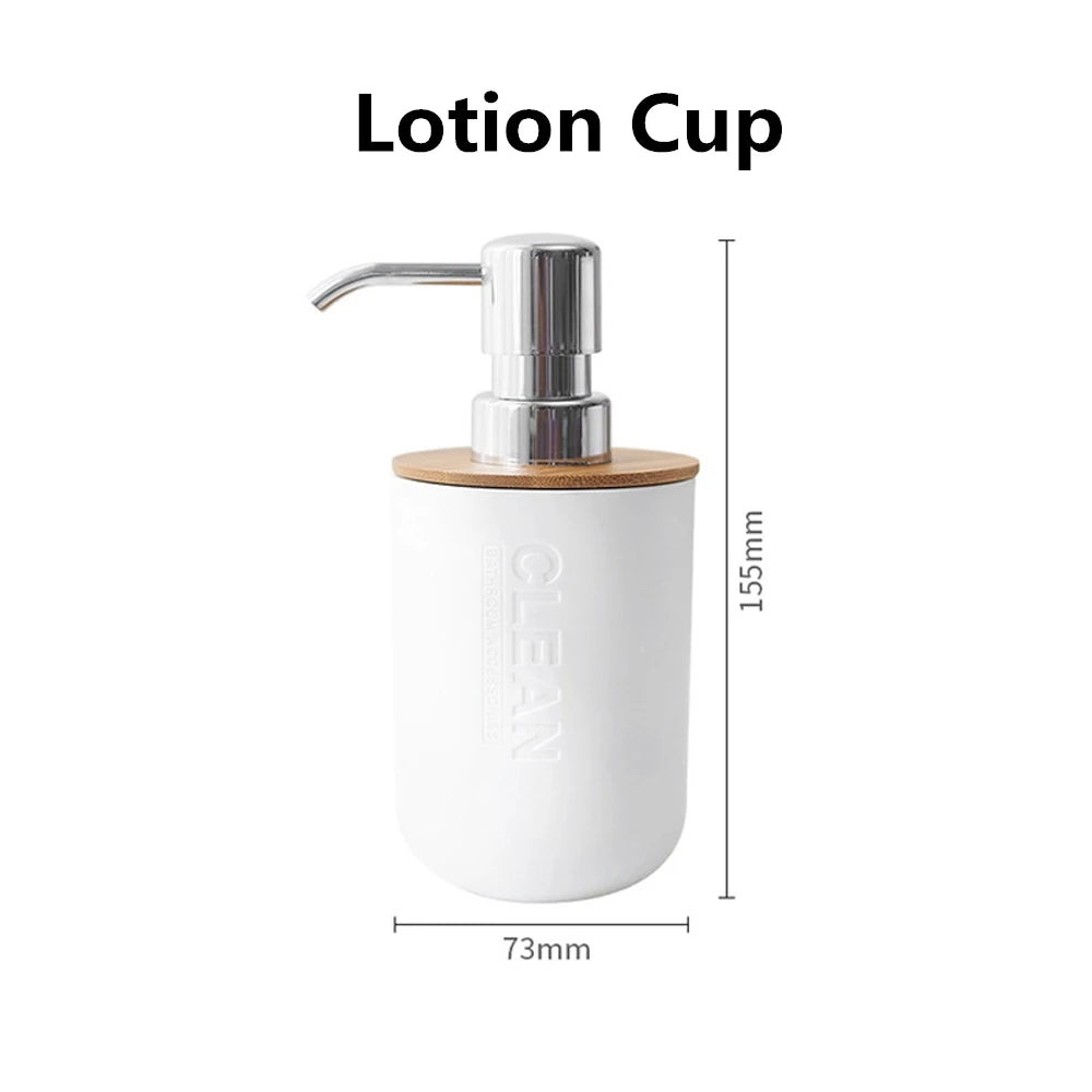 ensemble salle bain bambou distributeur savon porte brosse dents porte savon tasse noir
