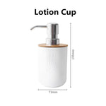 ensemble salle bain bambou distributeur savon porte brosse dents porte savon tasse noir