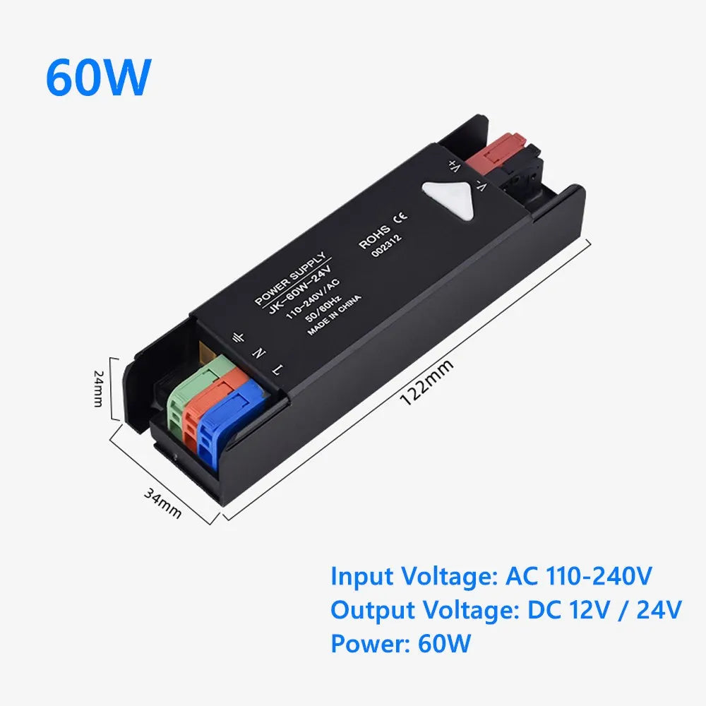 alimentation led 12v 24v 60w 100w 200w 300w 400w noir transformateur d'éclairage safe moderne