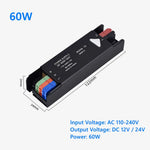 alimentation led 12v 24v 60w 100w 200w 300w 400w noir transformateur d'éclairage safe moderne