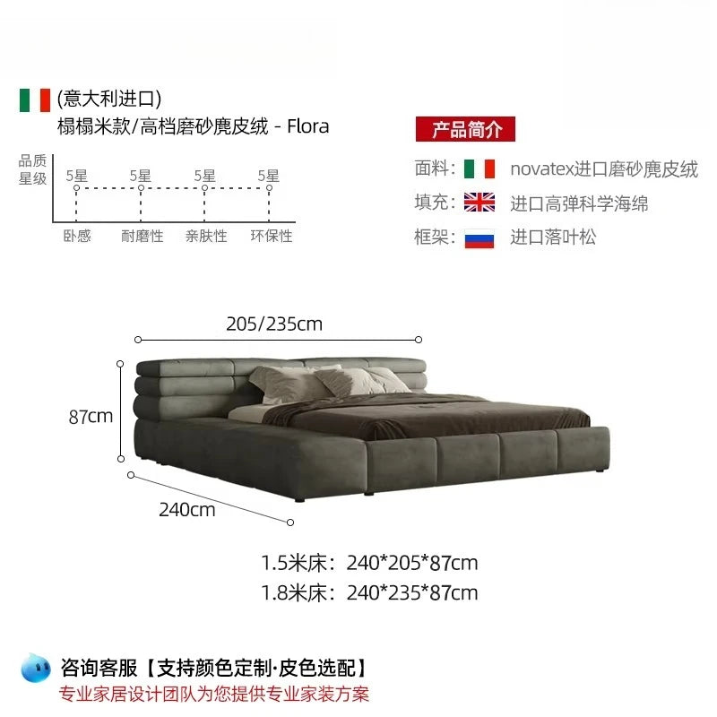 lit double vert olive velours moderne oreillers draps king size assemblage bois chambre