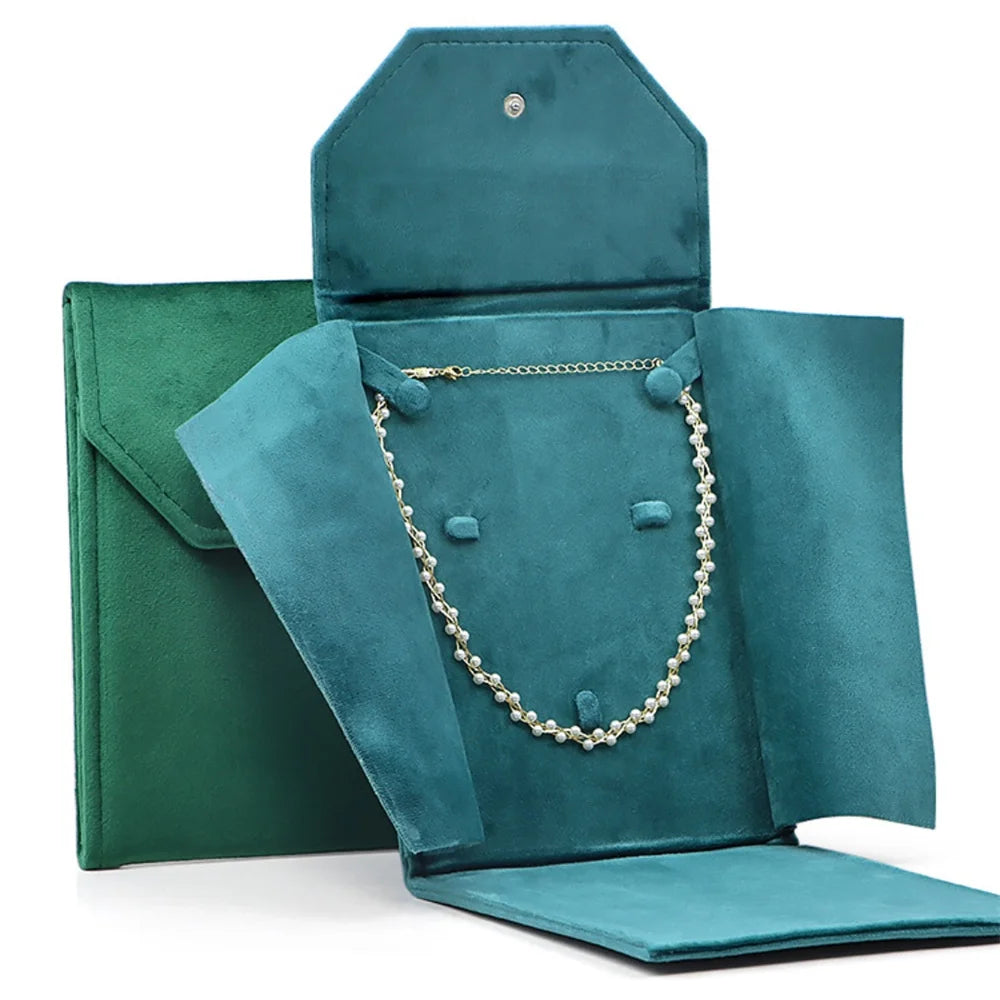 porte bijoux velours vert bleu gris rose rouge classique collier portable sac rangement