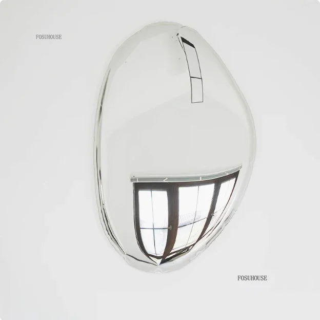 miroir moderne argenté géométrique deco murale chambre salon fixations adhésives grande taille various sizes