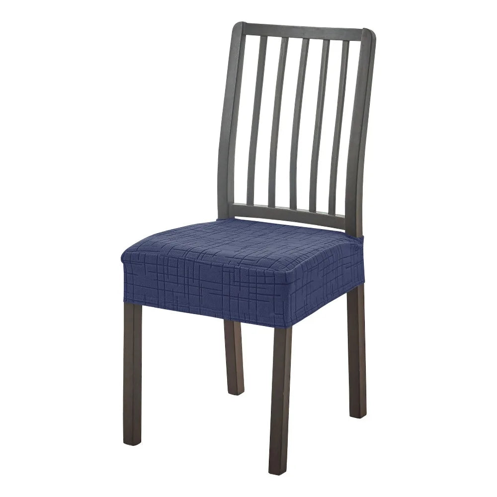housses chaise moderne carreaux géométriques noir bleu marine gris clair polyester antidérapantes