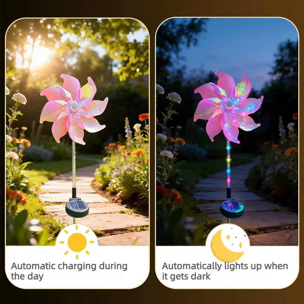 lumière solaire multicolore moulin vent moderne patio extérieur led changeante couleur
