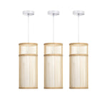 suspension lumineuse bambou rayures horizontales moderne oriental marron clair beige