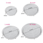 moulages silicone assiettes rondes modernes différentes tailles gris bleu rose jaune