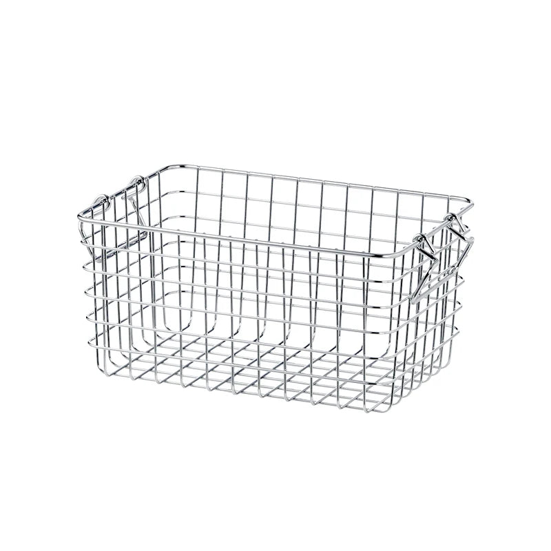 panier métallique empilable maille fine poignées argenté moderne rangement cuisine écologique