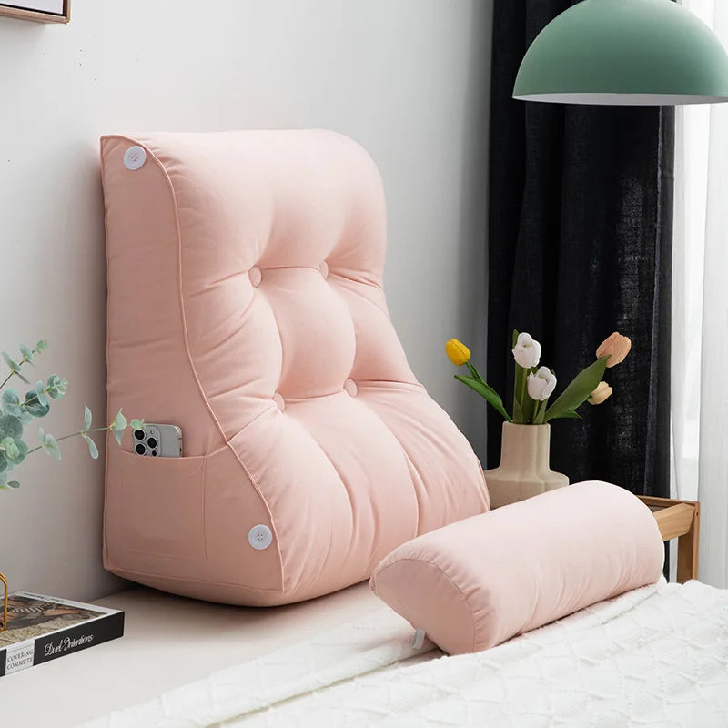 coussin inclinable adulte moderne beige gris rose marron boutons carrés lavable poches smartphone 45x55cm