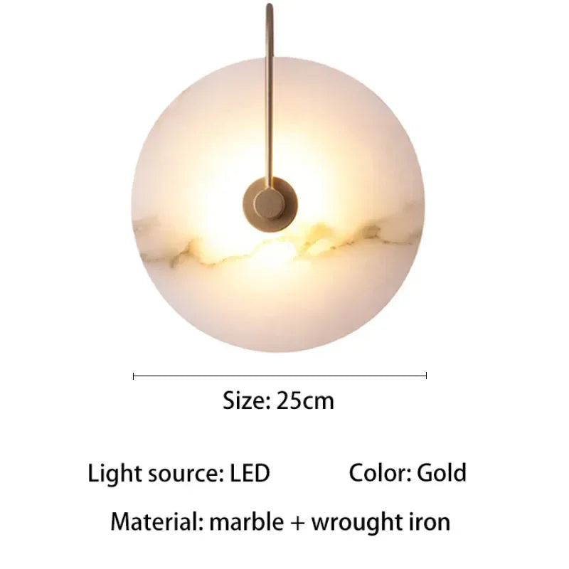 lampe murale moderne marbre blanc noir 25cm 3000K LED 90 260V