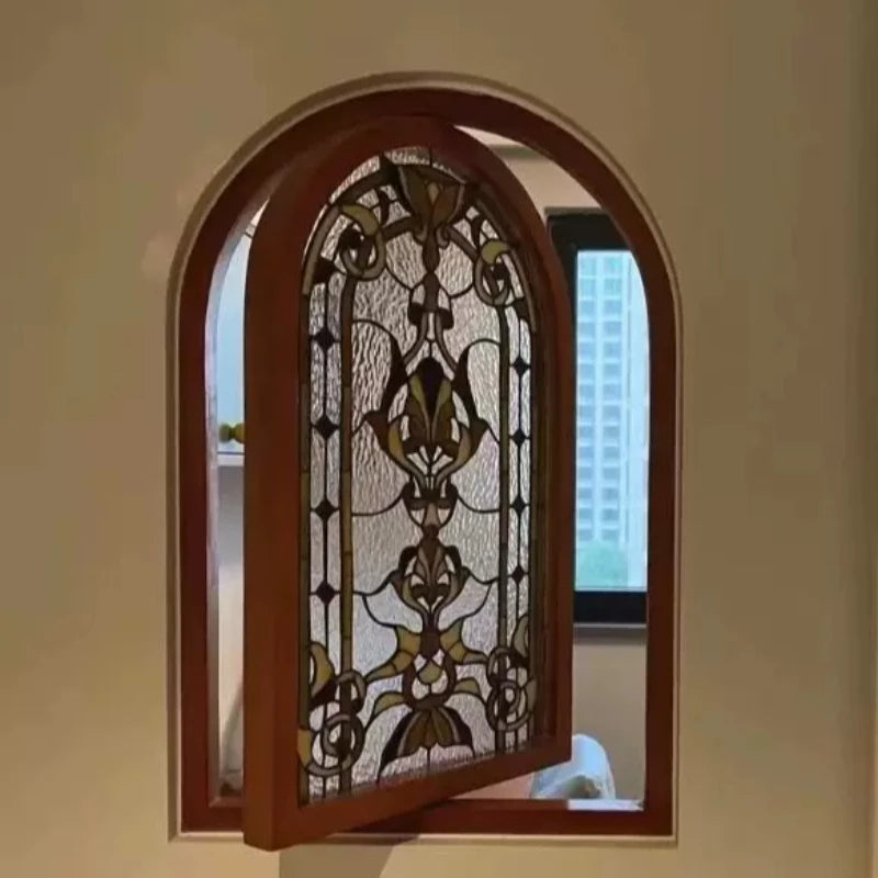 miroir mural archéval floral nordique vitrail décoratif transparent bois chambre
