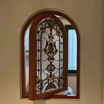 miroir mural archéval floral nordique vitrail décoratif transparent bois chambre