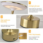 lampe table rechargeable or bronze noir tactile usb moderne minimaliste