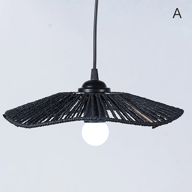 suspension lumineuse moderne tissée noir beige ampoule câble artisanal opacité chambre salon
