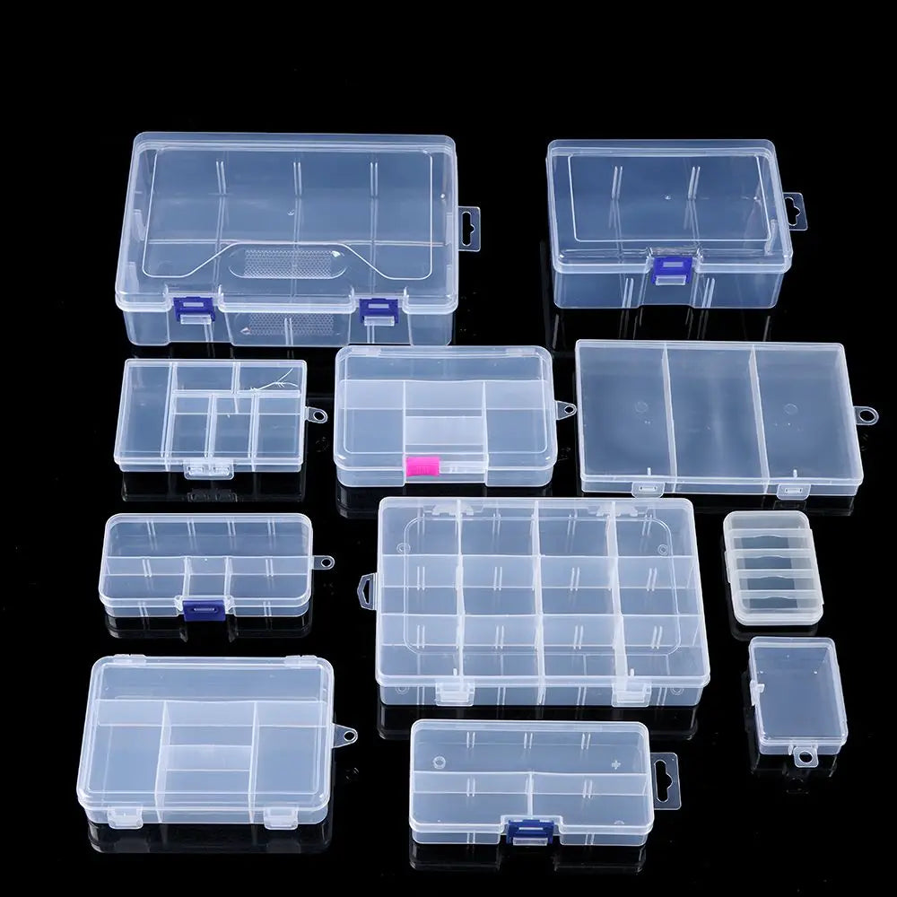 boîtes rangement transparentes empilables clips compartiments garage organisation bijoux diamants artisanat pilules