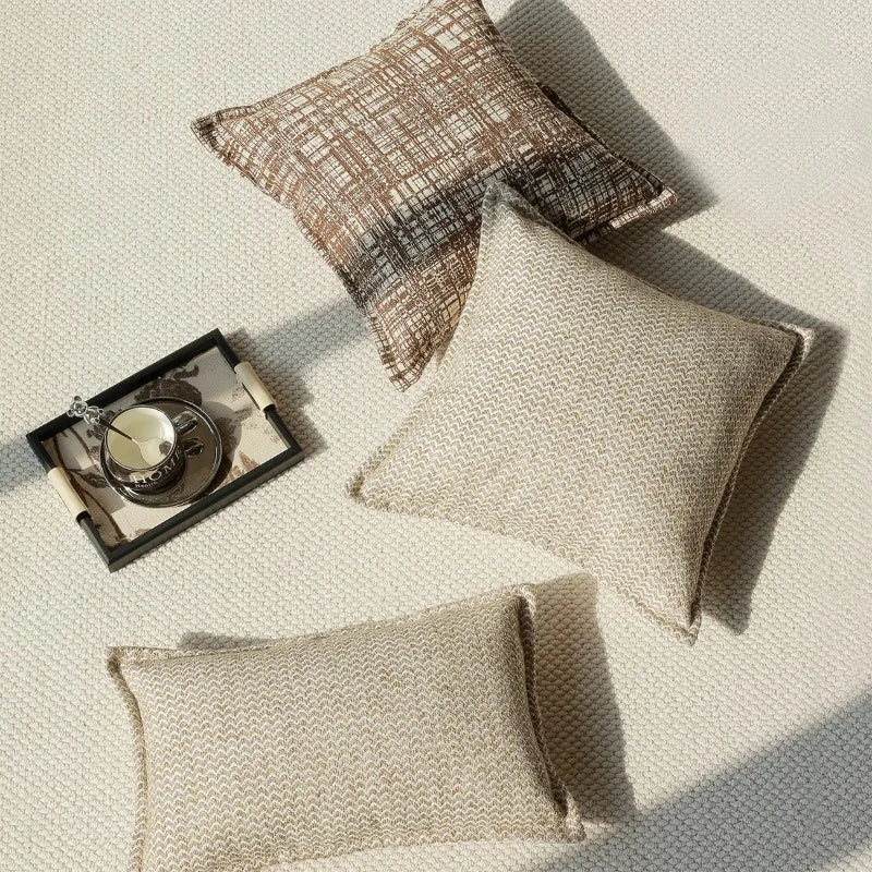 coussins décoratifs géométriques polyester beige marron modernes maison voiture decoration interieur jacquard