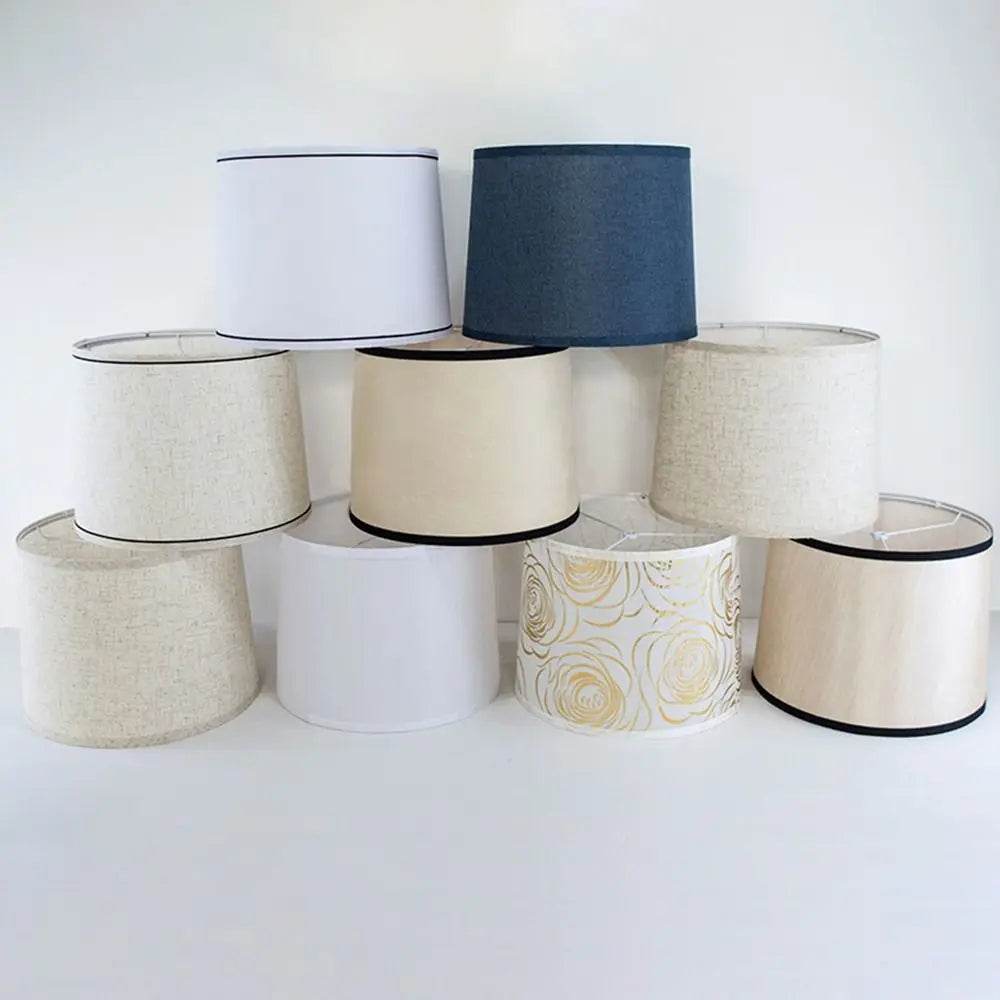 abat jour moderne toile doré lin beige blanc bleu marine or nordique décoration maison
