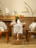 nappe table brodée motifs floraux rustique bohème couleurs chaudes herbes fleurs tissu texturé