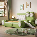 lit enfant vert clair simili cuir crocodile contemporain table chevet tapis jouets bois chambre