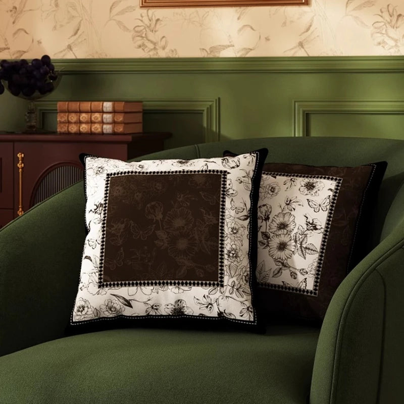 housse coussin motif floral peluche carré décoration maison lit salon voiture chambre coucher