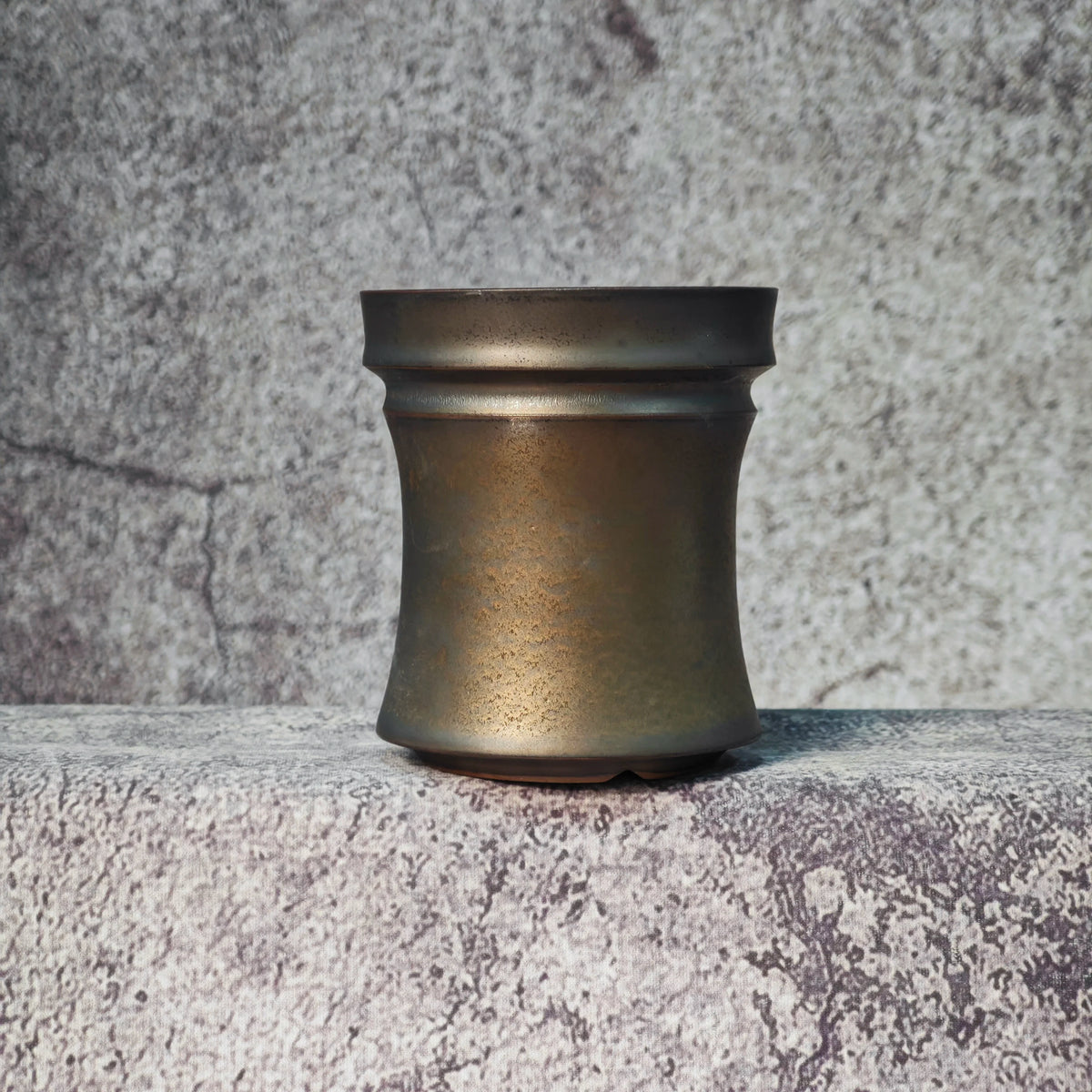 cache pot bronze porcelaine vintage rustique finition métallique plante succulente intérieur fleur unique