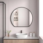 miroir rond moderne noir blanc doré étagère cosmétiques vasque ovale salle bain