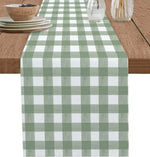 chimene table lin carreaux vert clair classique farmhouse decoration table verte blanc farmhouse decoration