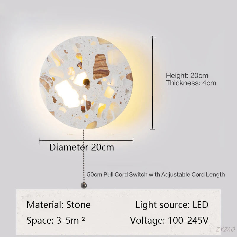 lampe murale pierre LED blanc minimaliste texture granulaire 220V 249 2000lm interrupteur câble