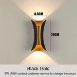 lampe murale moderne noir doré incurvée deux sources lumineuse montée mur haute qualité ip55