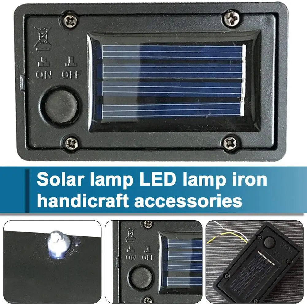 lanterne solaire led panneau texturé boîtier plastique noir ampoule orangée industriel fixations visiblesextérieur