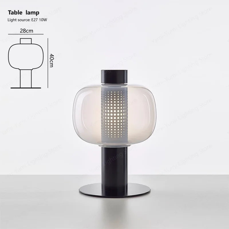lampe table moderne ambre gris perforations circulaires transparente led 11w 15w chambre salon