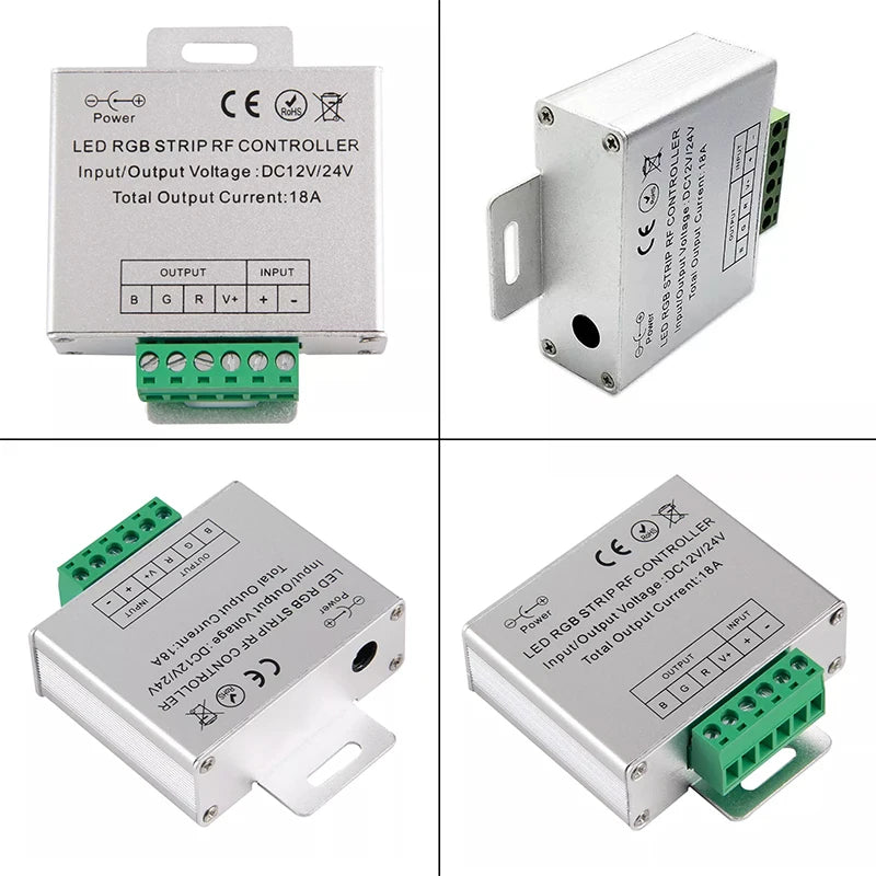 contrôleur led rgb 18a rf tactile télécommande sans fil 12v 24v blanc noir argent