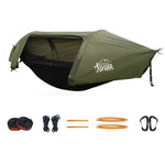 hamac camouflage imperméable moustiquaire sac rangement vert olive pratique sécurité camping adultes