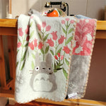 serviette bain plage coton totoro fleurs motifs enfantins vert rouge gris roseclair