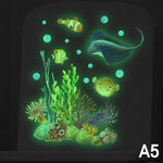sticker mural sous marin multicolore poissons coraux dauphin cartoon opaques salle bain