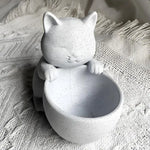 cache pot forme chat texture cuir moderne noir blanc gris drainage succulentes cactus chambre