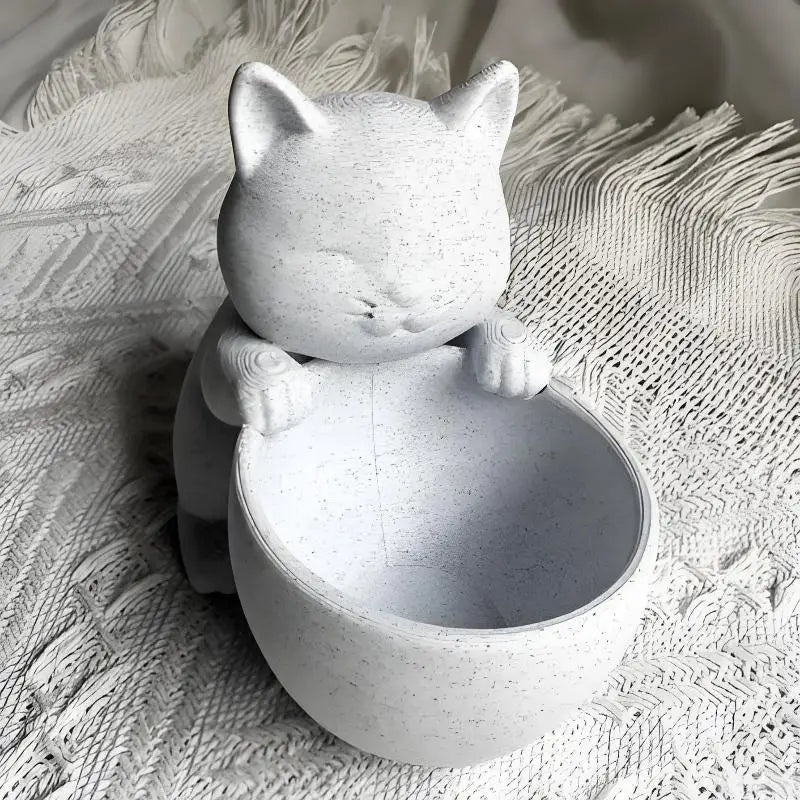 cache pot forme chat texture cuir moderne noir blanc gris drainage succulentes cactus chambre