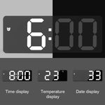 horloge numérique moderne réveil LED calendrier luminova minimalisteécran incurvé finition miroir