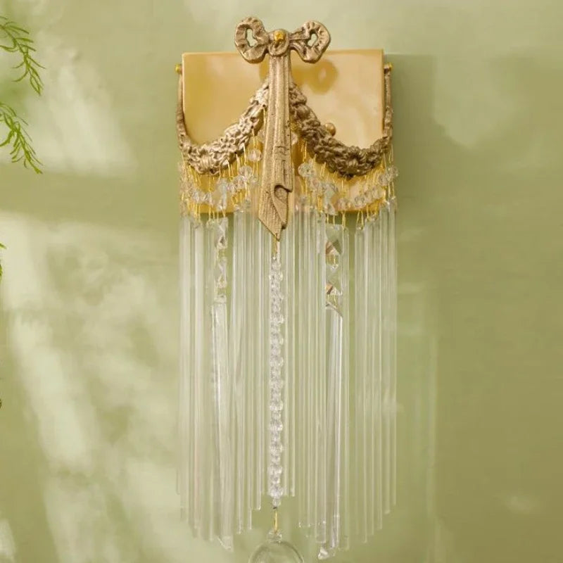 applique murale or cristal broderie fine classique baroque e14 tri couleurs led chambre salon