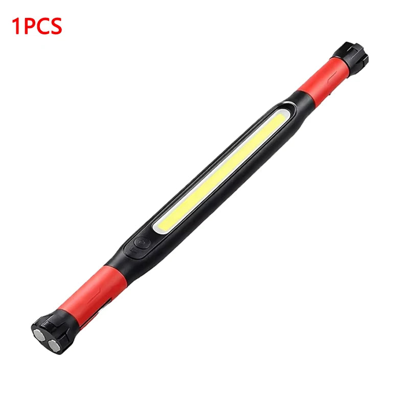 lampe torche rechargeable led noire rouge base pivotante 360° magnétique urgence camping