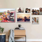 impression personnalisée photographies familiales moderne minimaliste tableaux tapisseries blanc gris bleu rose vert beige