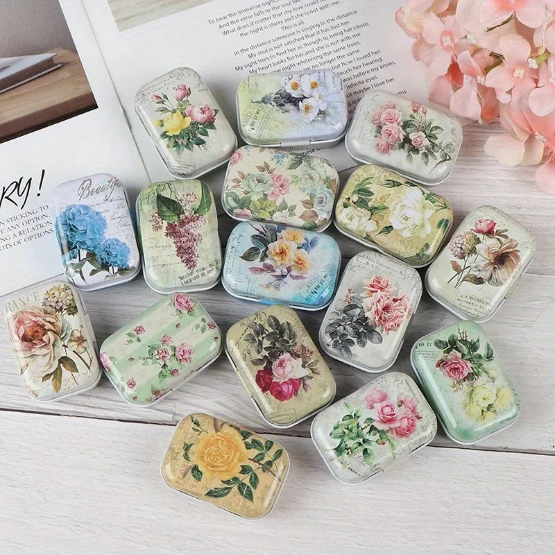 boîtes métal vintage fleur multicolores rangement bijoux emballage cadeau mariage respectueux environnement