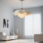 lampe suspendue moderne tissu blanc beige rayures plissées chaîne métallique 4500K 3000K 6000K 90