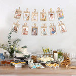 cadre photo mural bois naturel minimaliste clips texte anniversaire one month two months deco