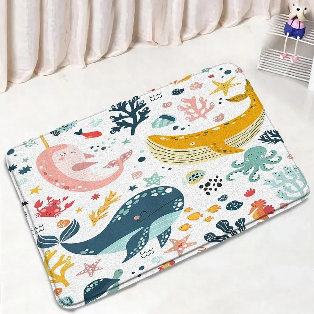 tapis toilette multicolore motifs animaux modernes adhésifs salle bain couvre siège deux sols