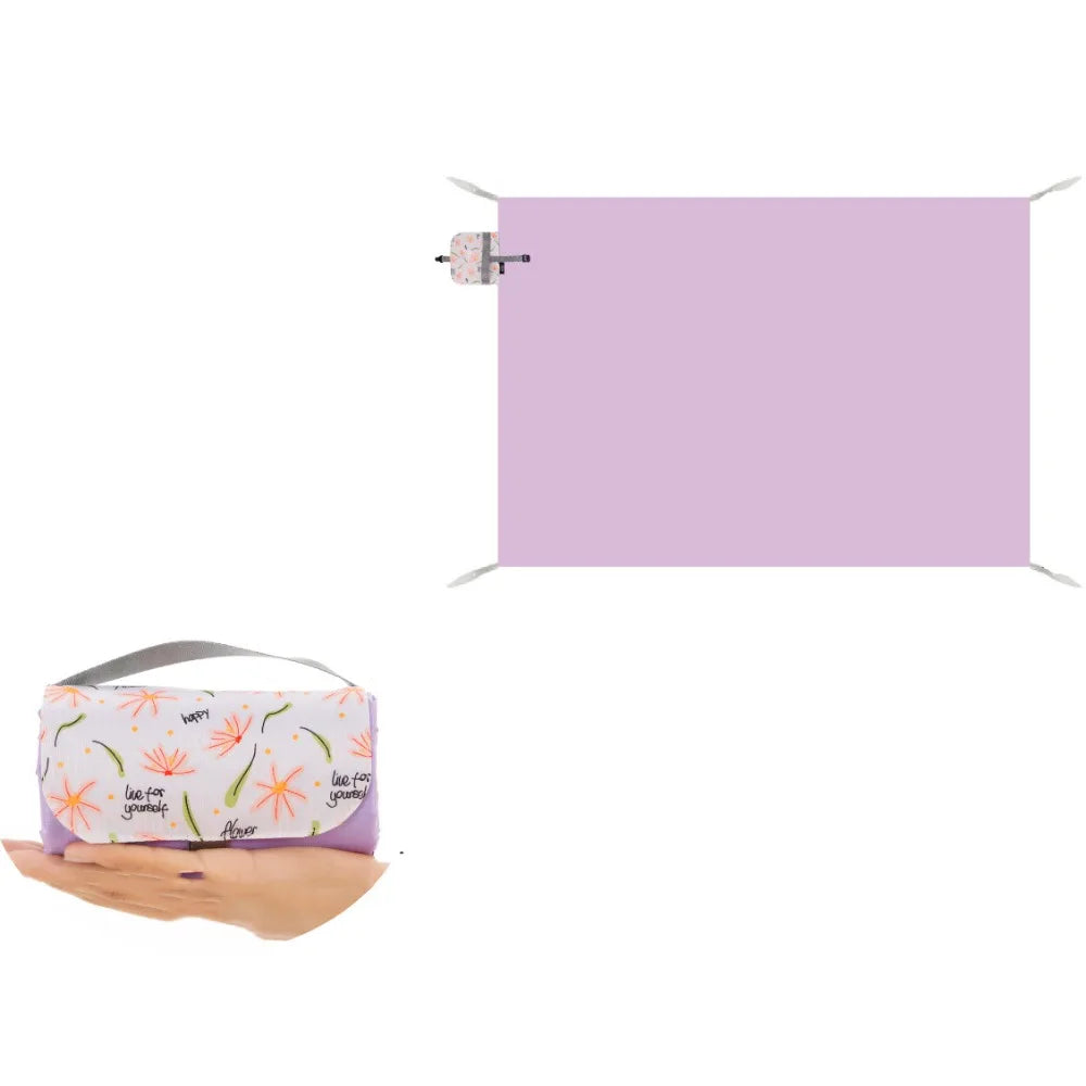 tapis pique nique pliable avocats hamburgers fleurs poignées métalliques vert orange rose violet moderne