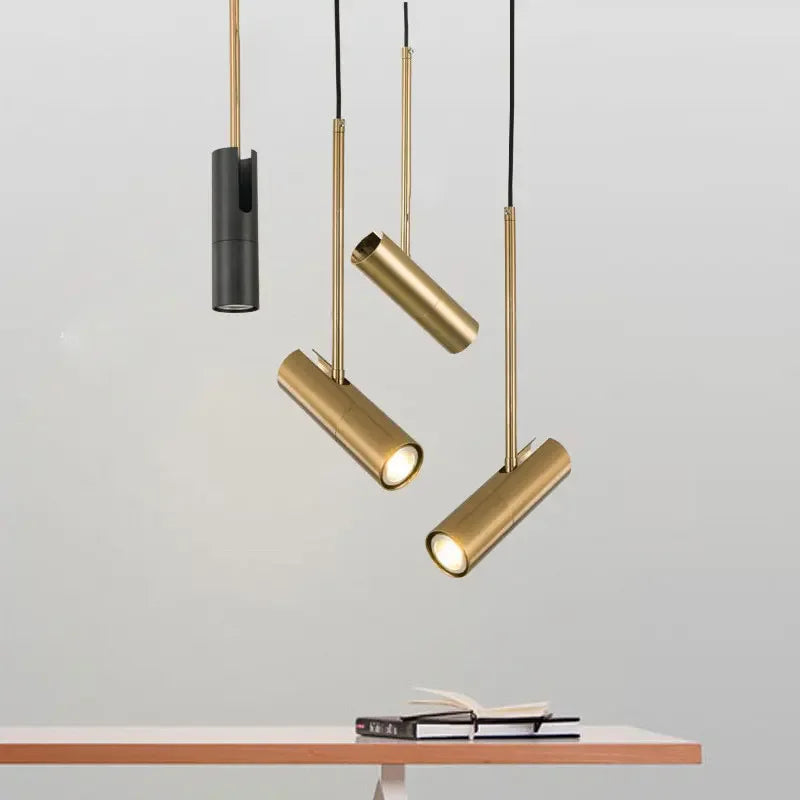 Lampes suspendues modernes minimalistes noir doré abat jour cylindrique salon chambrehôtel