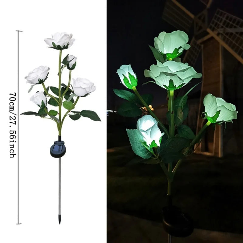 lumières solaires décoratives extérieures fleurs roses bleu jaune rouge blanc patio jardin moderne