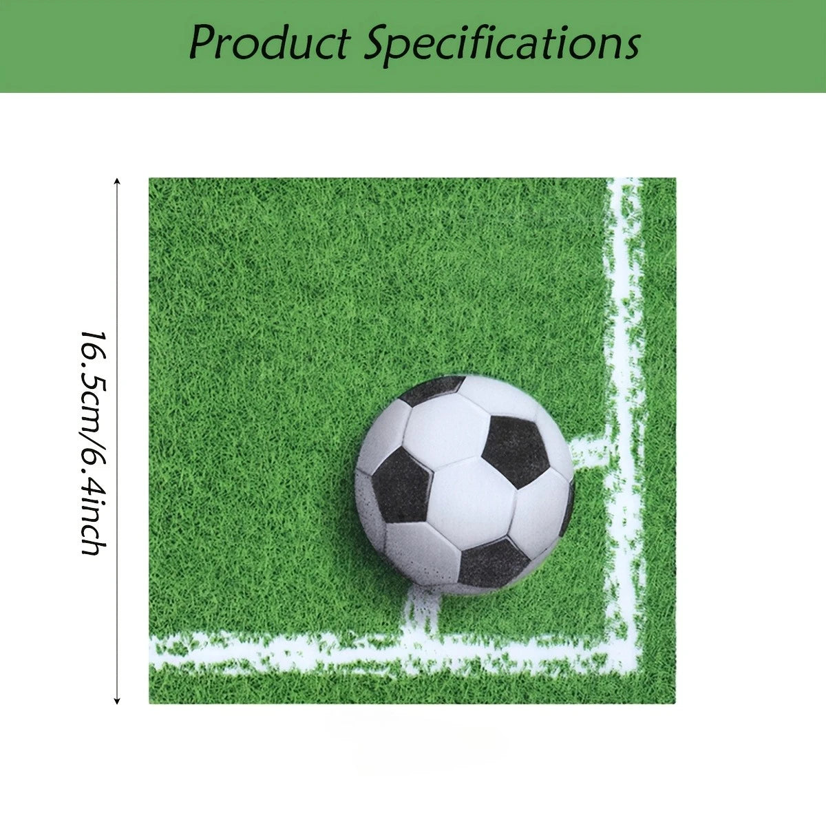 serviettes jetables papier motif football herbe blanche serviettes festives thème sport vertes rondes occasions